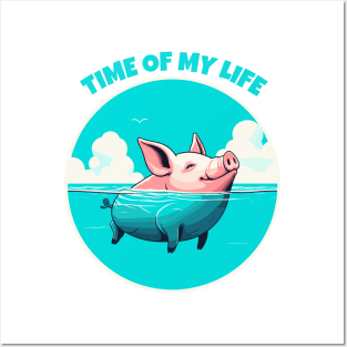 Time of My Life | Swimming Pig of the Bahamas Floating in the Sea | Piglet | Travel | Animal | Cruise | Vacation | Beach | Summer Posters and Art